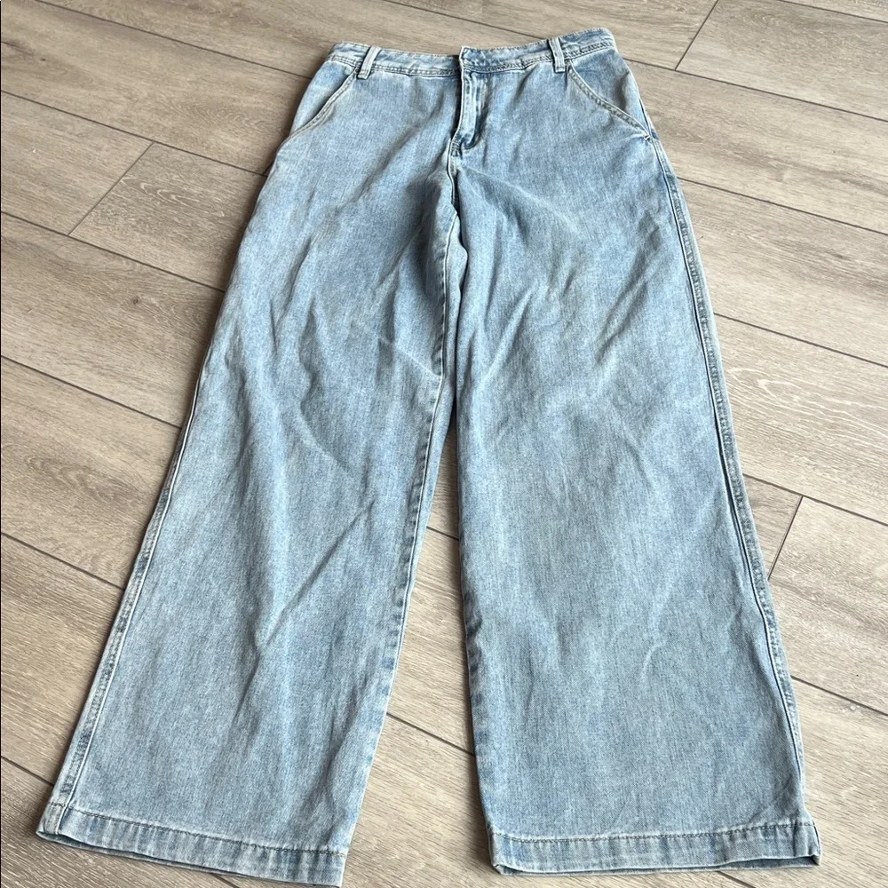 Wayf Denim Blue Wide-Leg trouser style Jeans size small Very - Picture 3 of 8
